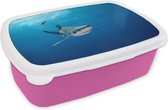 Broodtrommel Roze - Lunchbox - Brooddoos - Grote blauwe haai - 18x12x6 cm - Kinderen - Meisje