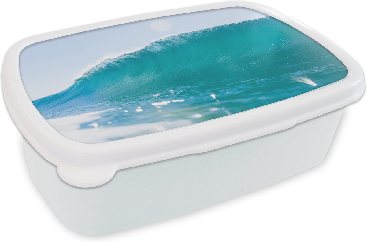 Broodtrommel Wit - Lunchbox - Brooddoos - Golf - Zee - Zomer - 18x12x6 cm - Volwassenen