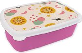 Broodtrommel Roze - Lunchbox - Brooddoos - Zomer - Weer - Pastel - 18x12x6 cm - Kinderen - Meisje