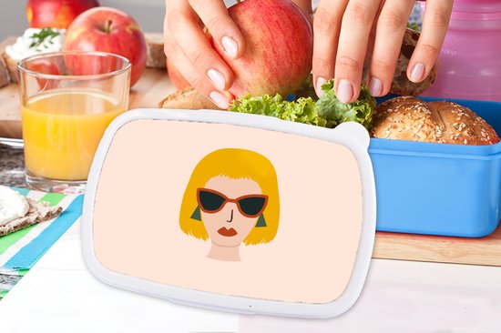 Lunchbox Blauw - Lunchbox - Breadbox - Femme - Lunettes de soleil - Été - 18x12x6 cm - Enfants - Garçon
