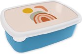 Broodtrommel Blauw - Lunchbox - Brooddoos - Zomer - Pastel - Regenboog - 18x12x6 cm - Kinderen - Jongen