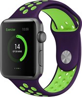 Mobigear Active Siliconen Bandje Geschikt voor Apple Watch Series 3 (42mm) - Groen / Paars