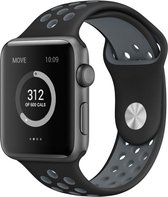Mobigear Active Siliconen Bandje Geschikt voor Apple Watch Series 3 (42mm) - Zwart / Grijs