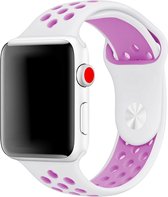 Mobigear Active Siliconen Bandje Geschikt voor Apple Watch Series 6 (40mm) - Wit / Paars