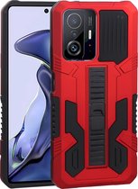 Xiaomi 11T Hoesje - Mobigear - Armor Stand Serie - Hard Kunststof Backcover - Rood - Hoesje Geschikt Voor Xiaomi 11T