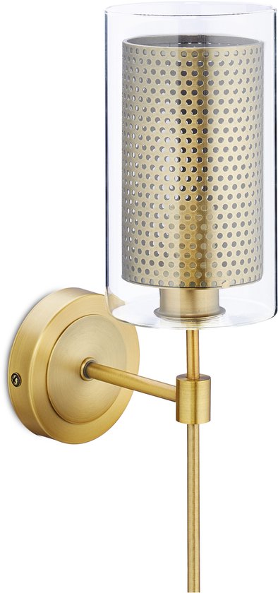 rustieke wandlamp - 1-lichts - glas - metaal - E14 fitting - industrieel - goud