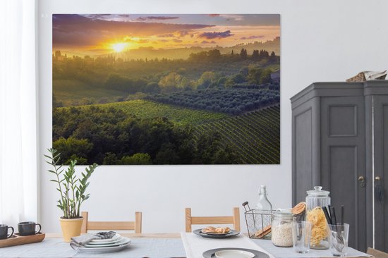 Tableau Toile Toscane - Paysage - Soleil - 150x100 cm - Décoration murale