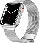 Strap-it Milanese band - Geschikt voor Apple Watch (Series 12/11/10), (Ultra 4/3/2/1), (SE 3/2/1), (Series 9/8/7/6/5/4) - 44/45/46/49mm - Zilver - Luxe RVS bandje met magneet sluiting - Milanees iWatch bandje