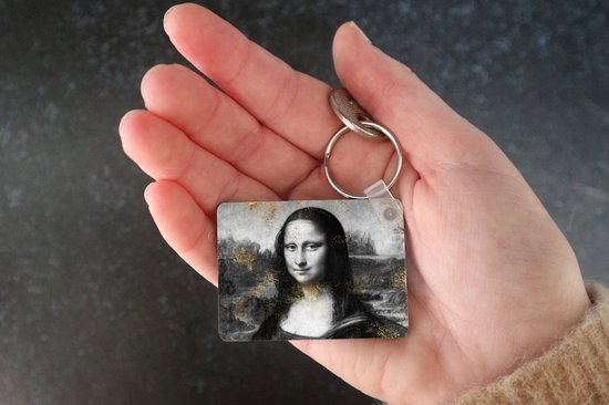 Porte-clés - Mona Lisa - Leonardo de Vinci - Zwart - Wit - Or - Plastique