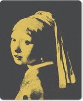 Muismat - Mousepad - Meisje met de parel - Johannes Vermeer - Zwart - Geel - 30x40 cm