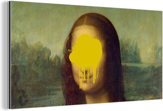 Décoration murale Métal - Peinture Aluminium Industriel - Mona Lisa - Da Vinci - Jaune - 120x60 cm - Dibond - Photo sur aluminium - Décoration murale industrielle - Pour le salon/chambre