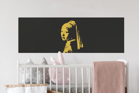 Muurstickers - Sticker Folie - Meisje met de parel - Vermeer - Geel - 120x40 cm - Plakfolie - Muurstickers Kinderkamer - Zelfklevend Behang - Zelfklevend behangpapier - Stickerfolie