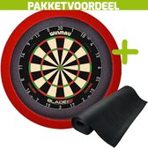 Winmau Blade 6 Triple Core + Rubberen Dartmat 60*250 + Dartbordverlichting Basic (Rood)