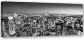 Trend24 - Canvas Schilderij - Skyline Van New York - Schilderijen - Steden - 90x30x2 cm - Zwart