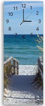 Trend24 - Wandklok - Weg Naar Het Strand - Muurklok - Landschappen - 25x65x2 cm - Blauw