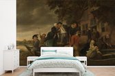 Papier peint vinyle - Le retour joyeux à la maison - Peinture de Jan Steen largeur 390 cm x hauteur 260 cm - Tirage photo sur papier peint (disponible en 7 tailles)