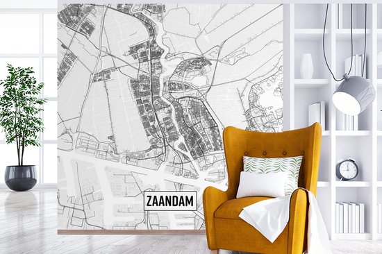 Papier peint photo peint vinyle - Plan de la ville de Zaandam - Plan d'étage largeur 220 cm x hauteur 220 cm - Tirage photo sur papier peint (disponible en 7 tailles)
