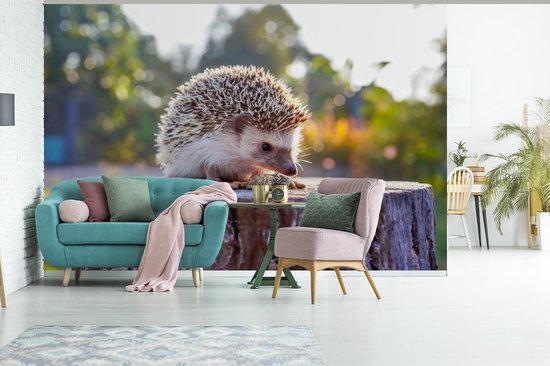 Papier peint photo peint vinyle - Manger hérisson largeur 330 cm x hauteur 220 cm - Tirage photo sur papier peint (disponible en 7 tailles)