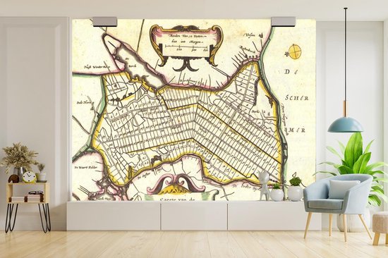 Behang - Fotobehang Kaart - Heerhugowaard - Vintage - Breedte 295 cm x hoogte 220 cm