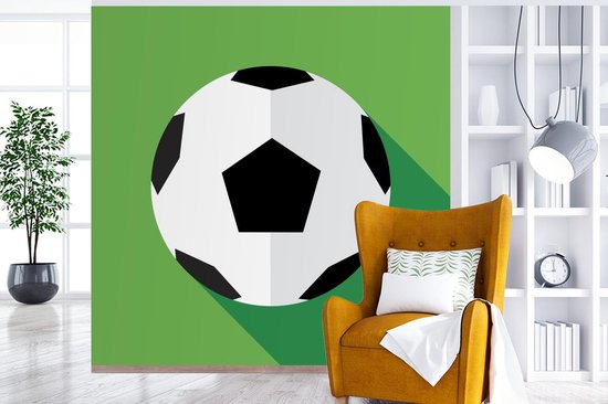 Papier peint photo vinyle - Une illustration d'un ballon de football sur fond vert largeur 350 cm x hauteur 350 cm - Tirage photo sur papier peint (disponible en 7 tailles)