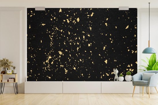 Papier peint - Papier peint Papier peint photo d'or sur fond noir - Largeur 330 cm x hauteur 220 cm
