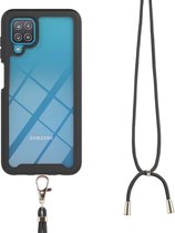 Samsung Galaxy A12 Hoesje met Koord TPU Back Cover Keycord Zwart