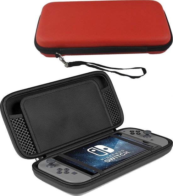 Hoes Geschikt voor Nintendo Switch OLED Case Hard Cover Bescherm Hoesje Koord - Case Geschikt voor Nintendo Switch OLED Hoes - Rood.