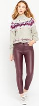LOLALIZA Skinny broek van imitatieleer - Bordeaux - Maat 48