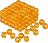 Relaxdays herbruikbare ijsblokjes - 100 stuks - kunststof ijsklontjes vierkant - gekleurd - Oranje