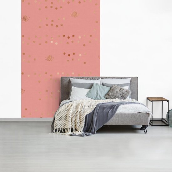 Behang - Fotobehang Patronen - Roze - Rozen - Luxe - Breedte 225 cm x hoogte 350 cm