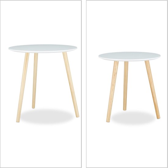 Relaxdays - Ensemble de 2 tables d'appoint - Blanc