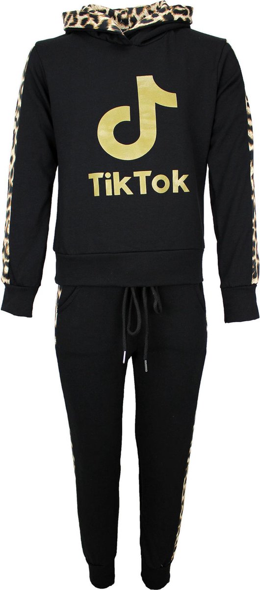 Tik Tok TikTok Trainingspak Panter Premium Gold Kids Zwart, Goud - Maat 158/164