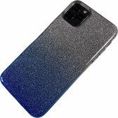 Apple iPhone Xs Max - Silicone glitter hoesje Lauren zilver blauw - Geschikt voor