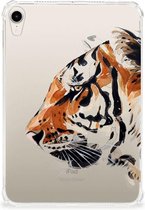 Hoes Geschikt voor Apple iPad mini 6 (2021) Siliconen Cover Ontwerpen Tiger met transparant zijkanten