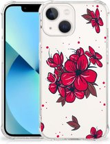 Anti Shock hybrid Case Geschikt voor iPhone13 mini Telefoon Hoesje met doorzichtige rand Blossom Red