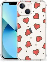Hippe Hoesje geschikt voor iPhone 13 mini Smartphone hoesje met doorzichtige rand Hearts