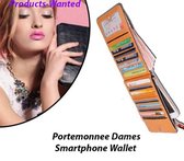 2 Stuks Portemonnee Dames Smartphone Wallet in Oranje en Roze Kleuren