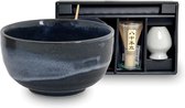 Japanse Matcha thee set Amai - Matcha drinken zoals het hoort - Cadeau tip 2024! - ✓Kom ✓Matcha borstel ✓Matcha houder ✓Matcha Lepel - Ø13 cm | H7 cm