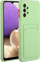 Telefoonhoes Geschikt voor: Samsung Galaxy A32 4G siliconen Pasjehouder hoesje - Groen apple