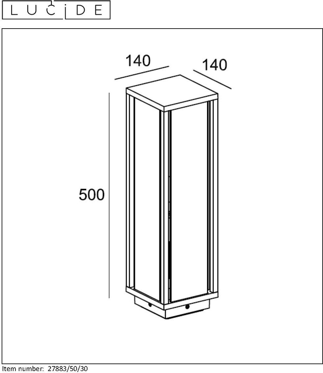 Lucide Claire - Sokkellamp - 1xE27 - IP54 - Antraciet