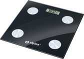 Alpina Slimme Weegschaal - met Lichaamsanalyse: o.a. vetpercentage en BMI - Bluetooth - met App - Zwart