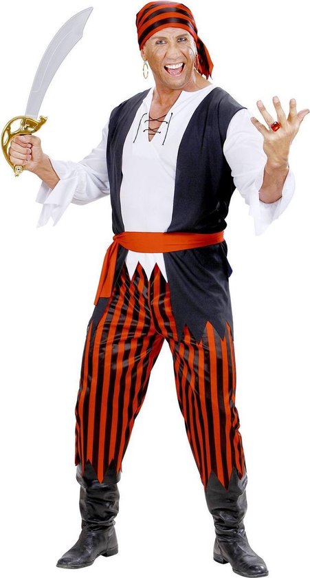 Widmann - Piraat & Viking Kostuum - Caribische Piraat Blauwbaard Rood Zwart Wit - Man - Rood - XL - Carnavalskleding - Verkleedkleding