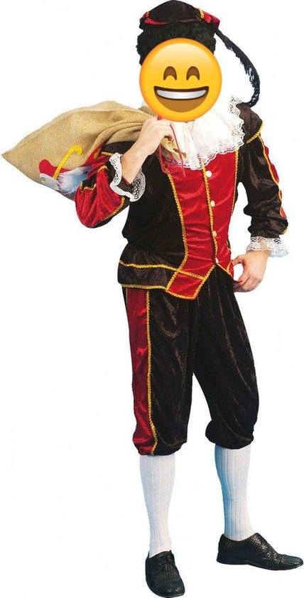 Piet Kostuum | Zwart-Rode Piet | Man | Maat 56-58 | Sinterklaas | Verkleedkleding