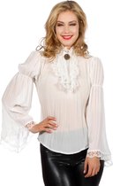 Wilbers - Gotisch Kostuum - Piraten / Gothic Blouse Wit Wijde Mouw Vrouw - wit / beige - Maat 36 - Halloween - Verkleedkleding