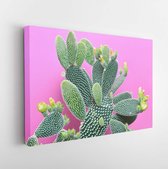 Canvas schilderij - Trendy tropical Green Neon Cactus on Purple Color background. Fashion Minimal Art Concept. Creative Style. Cacti colorful fashionable mood  -     1467795803 - 5