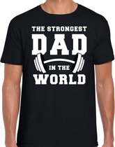 The strongest dad in the world cadeau t-shirt zwart heren - Vaderdag cadeau t-shirt 2XL