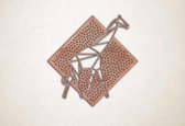 Line Art - Giraffe 1 met achtergrond - S - 45x45cm - Multiplex - geometrische wanddecoratie