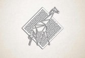 Line Art - Giraffe 1 met achtergrond - S - 45x45cm - Wit - geometrische wanddecoratie