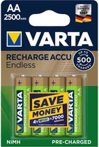 Varta 56686 101 404, Batterie rechargeable, AA, Hybrides nickel-métal (NiMH), 1,2 V, 4 pièce(s), 2500 mAh