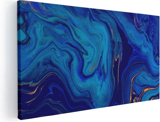 Artaza - Peinture sur toile - Art abstrait - Blauw avec Peinture dorée - 120 x 60 - Groot - Photo sur toile - Impression sur toile